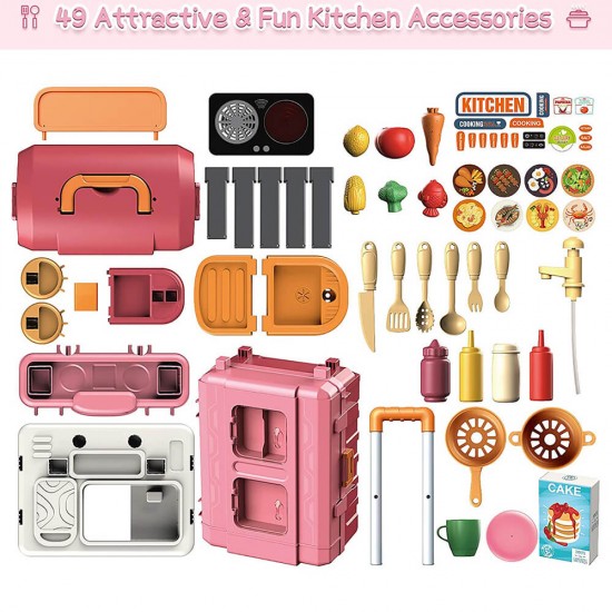 خرید اینترنتی اسباب بازی چمدان آشپزخانه 49 تکه  رنگ صورتی بوا Bowa | فروشگاه اینترنتی سیسمونی و اسباب بازی بیبی پرو