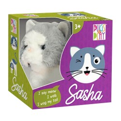 عروسک کودک گربه سفید خاکستری Pugs At Play مدل Sasha