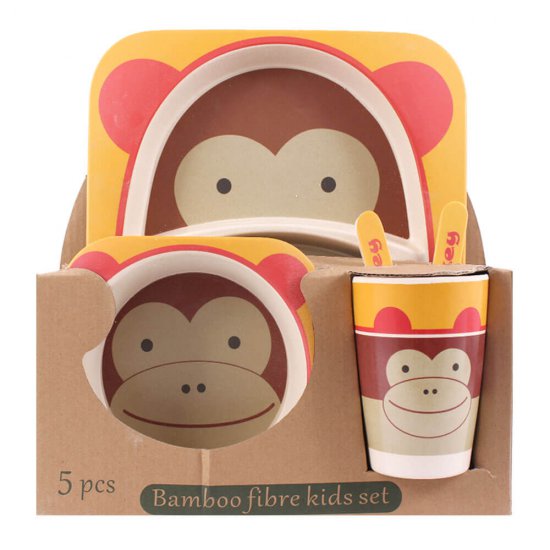 خرید اینترنتی سرویس غذاخوری 5 عددی بامبو کودک طرح میمون | فروشگاه اینترنتی سیسمونی و اسباب بازی بیبی پرو
