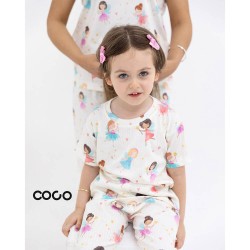 ست لباس راحتی کودک آستین کوتاه کبریتی کُ کُ Coco طرح فرشته