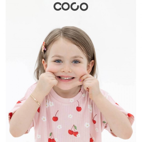 خرید اینترنتی ست لباس راحتی کودک آستین کوتاه کبریتی کُ کُ Coco طرح گیلاس و بابونه | فروشگاه اینترنتی سیسمونی و اسباب بازی بیبی پرو