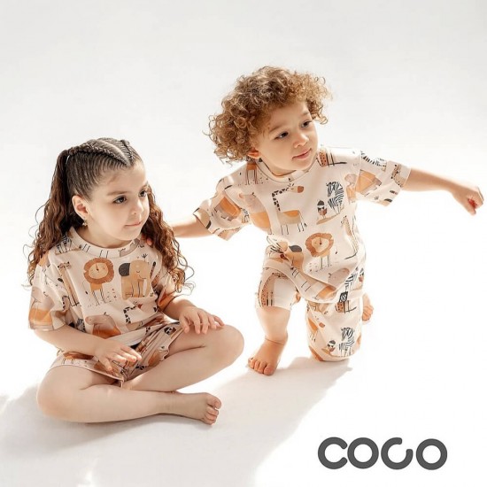 خرید اینترنتی لباس کودک ست تیشرت و شلوارک کُ کُ Coco طرح حیوانات | فروشگاه اینترنتی سیسمونی و اسباب بازی بیبی پرو