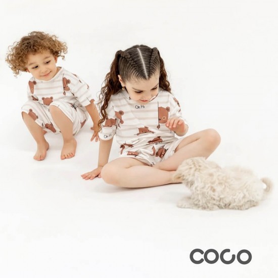 خرید اینترنتی لباس کودک ست تیشرت و شلوارک کُ کُ Coco طرح خرس قهوه ای | فروشگاه اینترنتی سیسمونی و اسباب بازی بیبی پرو