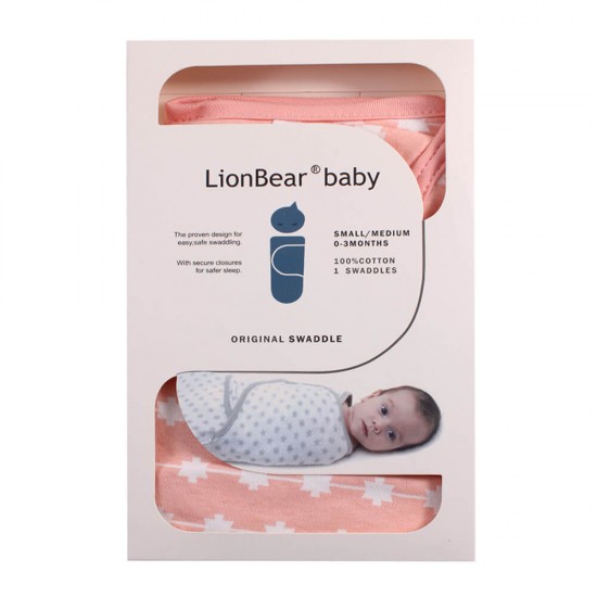 خرید اینترنتی قنداق چسبی تک عددی نوزاد رنگ صورتی Lion Bear | فروشگاه اینترنتی سیسمونی و اسباب بازی بیبی پرو