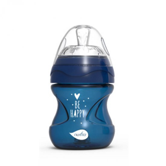 خرید اینترنتی شیشه شیر ضد نفخ 150 میل رنگ آبی پررنگ نوویتا Nuvita