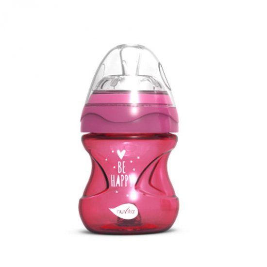 خرید اینترنتی شیشه شیر ضد نفخ 150 میل رنگ صورتی نوویتا Nuvita