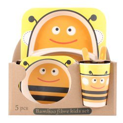 سرویس غذاخوری 5 عددی بامبو کودک طرح زنبور زرد