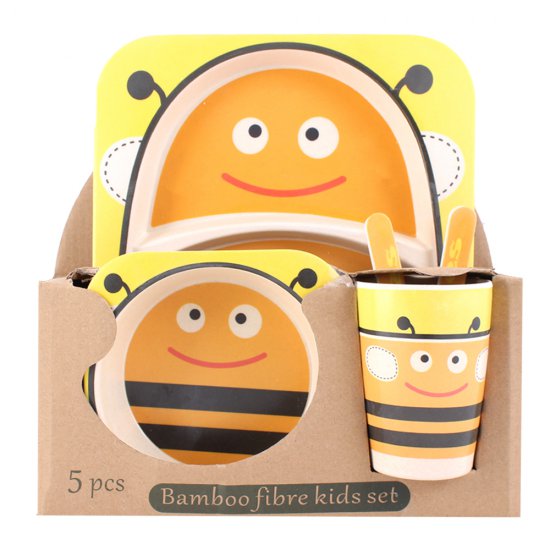 خرید اینترنتی سرویس غذاخوری 5 عددی بامبو کودک طرح زنبور زرد
