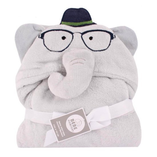 خرید اینترنتی پتو کلاه دار نوزاد طرح فیل طوسی Bebe Confort
