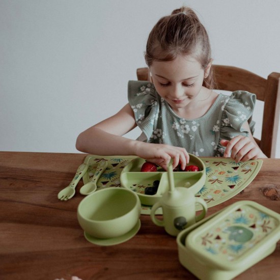 خرید اینترنتی لانچ باکس سیلیکونی طرح دایناسور ساسی Sassi | فروشگاه اینترنتی سیسمونی و اسباب بازی بیبی پرو