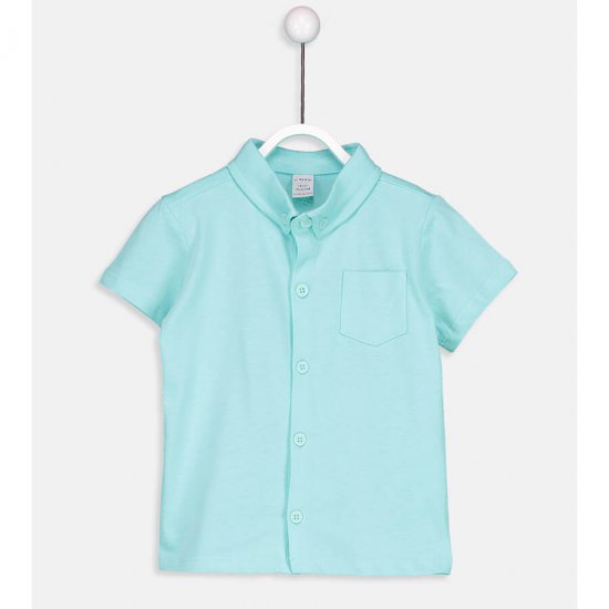 خرید اینترنتی پیراهن نوزاد رنگ سبزآبی  پسرانه ال سی وایکیکی LC WAIKIKI