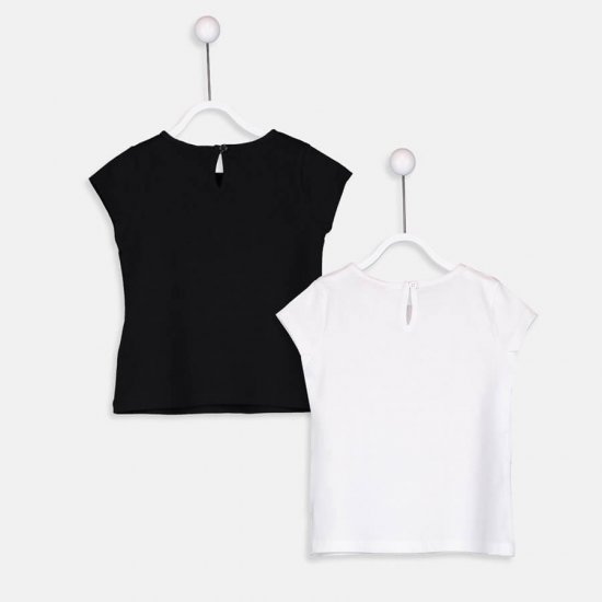 خرید اینترنتی تی شرت طرحدار 2 عددی دخترانه ال سی وایکیکی LC WAIKIKI