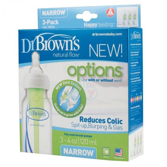خرید اینترنتی شیشه شیر طلقی 120 میل  سه عددی Options دکتر براونز Dr Browns