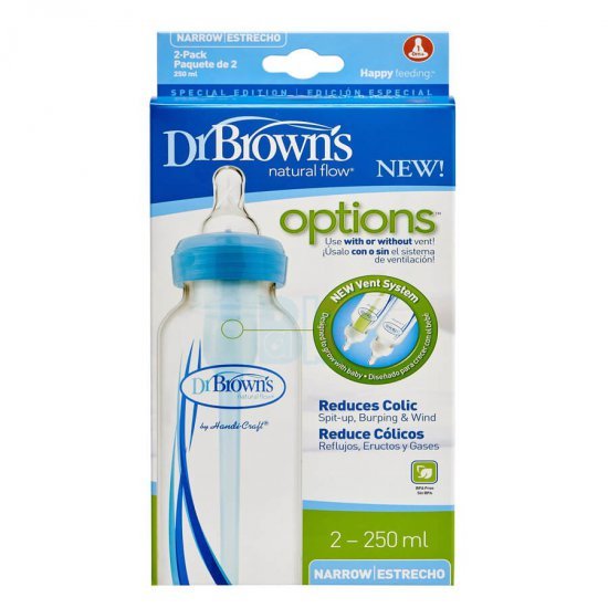 خرید اینترنتی شیشه شیر طلقی دو عددی 250 میل آبی  Options دکتر براونز Dr Browns