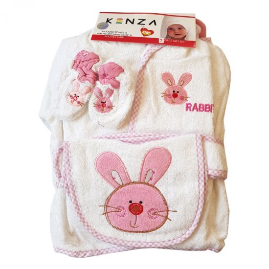 خرید اینترنتی ست شش تکه حوله تن پوش کودک طرح خرگوش کنزا Kenza