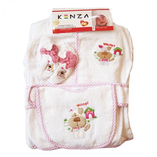 خرید اینترنتی ست شش تکه حوله تن پوش کودک طرح سگ کنزا Kenza