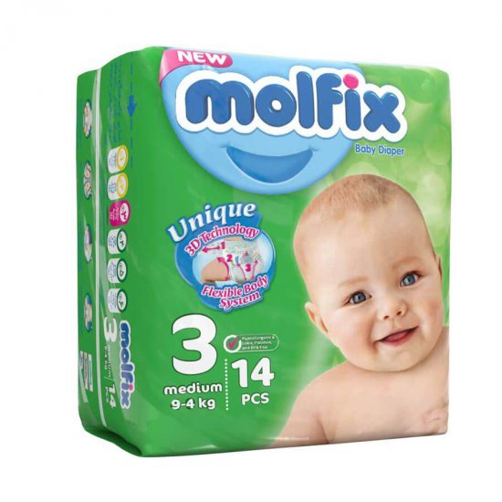 خرید اینترنتی پوشک مولفیکس Molfix سایز 3 (14 عددی)