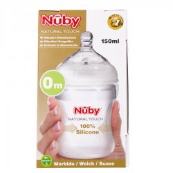 شیشه شیر 150 میل تمام سیلیکون Natural Touch با انباره نوبی Nuby