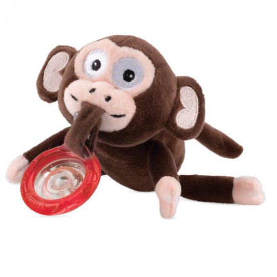 خرید اینترنتی پستانک قرمز با آویز عروسک پولیشی نوبی Nuby طرح میمون