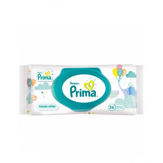خرید اینترنتی دستمال مرطوب 56 عددی درب دار ضد حساسیت پریما Prima