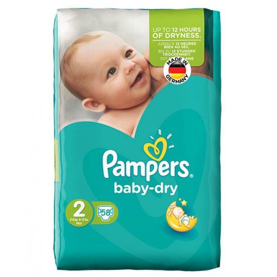 خرید اینترنتی پوشک کامل بچه Pampers (آلمانی) حاوی لوسیون سایز 2 (58 عددی)