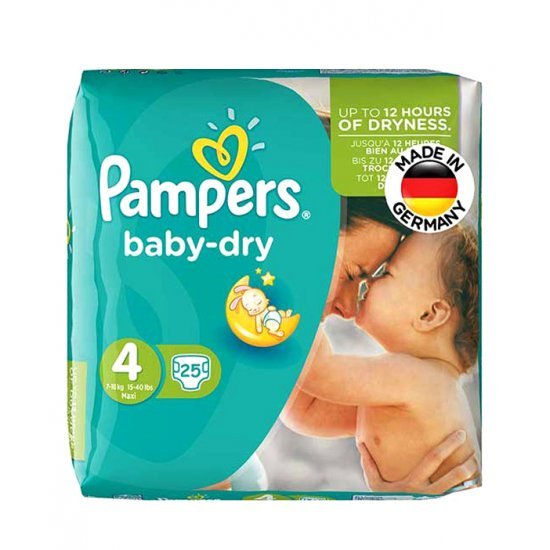 خرید اینترنتی پوشک کامل بچه Pampers(آلمانی), حاوی لوسیون، سایز 4 (25 عددی)