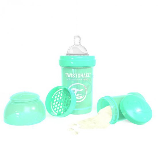 خرید اینترنتی شیشه شیر  تویست شیک  ضد نفخ  180 میل پاستل سبز  Twistshake