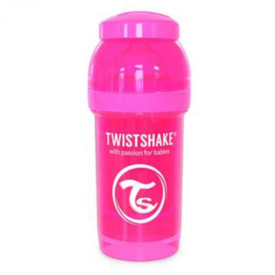 خرید اینترنتی شیشه شیر ضد نفخ  180 میل صورتی  تویست شیک  Twistshake