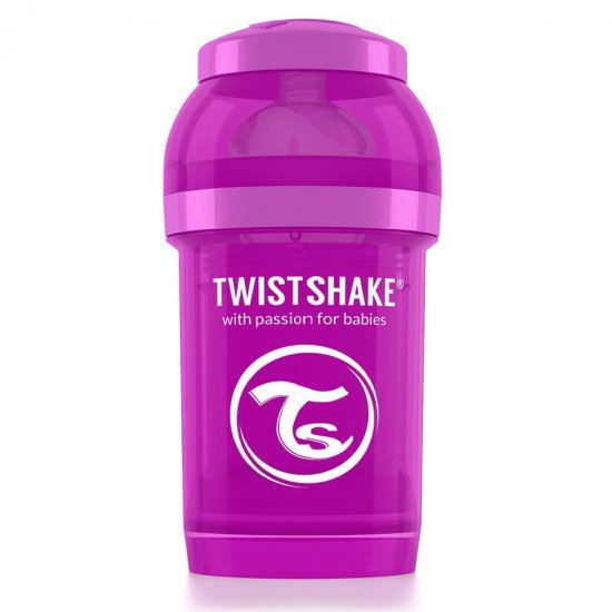 خرید اینترنتی شیشه شیر ضد نفخ  180 میل بنفش  تویست شیک  Twistshake