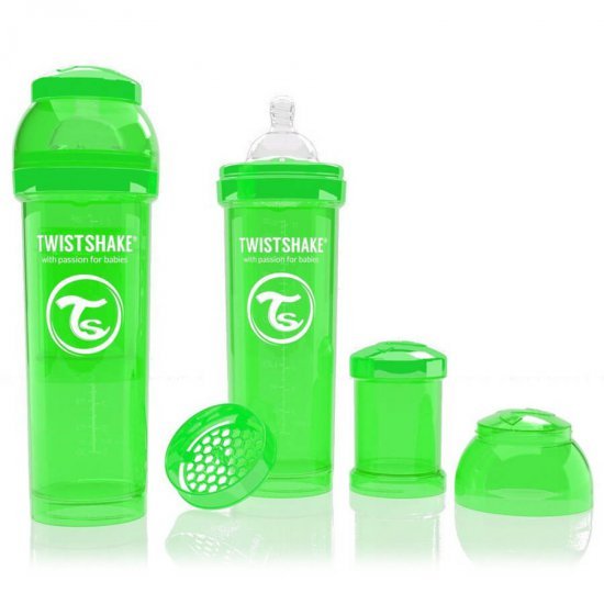 خرید اینترنتی شیشه شیر ضد نفخ  330 میل سبز تویست  شیک  Twistshake
