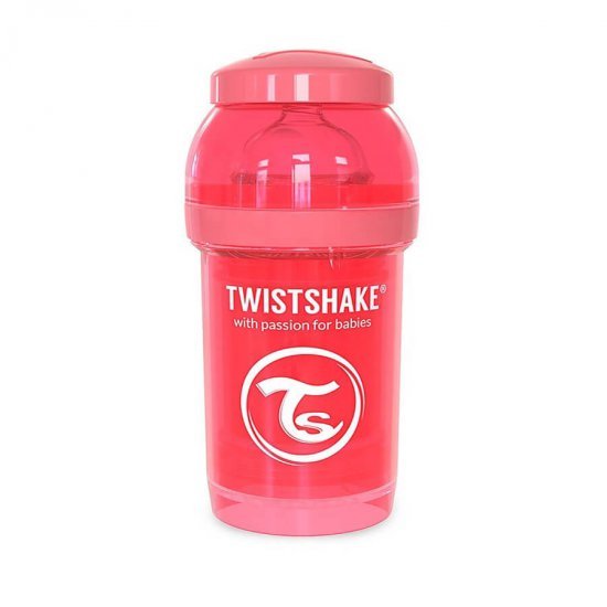 خرید اینترنتی شیشه شیر ضد نفخ  180 میل هلویی  تویست شیک  Twistshake