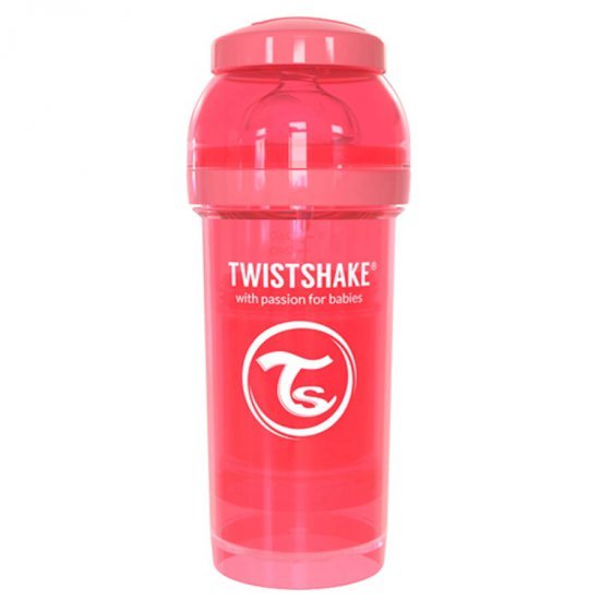 خرید اینترنتی شیشه شیر ضد نفخ  260 میل هلویی تویست  شیک  Twistshake