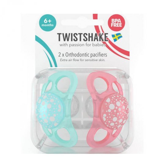 پستانک دو عددی 6 ماه به بالا هلویی تویست شیک Twistshake پستانک دو عددی 6 ماه به بالا هلویی تویست شیک Twistshake