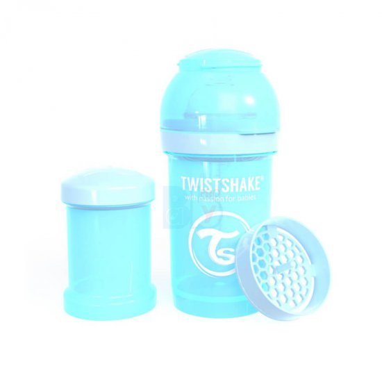 خرید اینترنتی شیشه شیر  تویست شیک  ضد نفخ  180 میل پاستل آبی  Twistshake