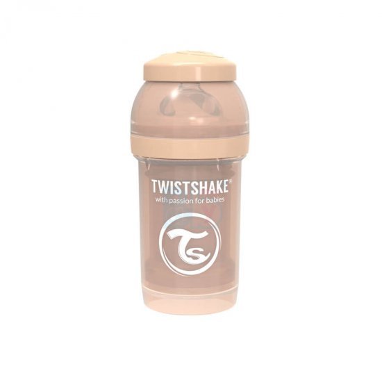 خرید اینترنتی شیشه شیر  تویست شیک  ضد نفخ  180 میل پاستل بژ  Twistshake