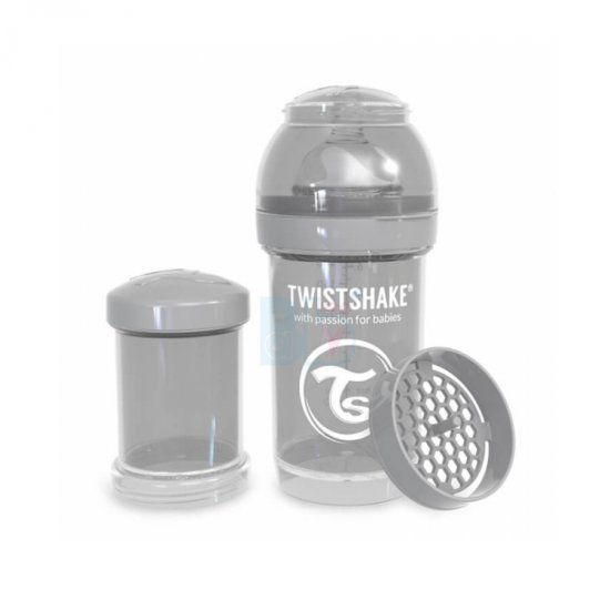 خرید اینترنتی شیشه شیر  تویست شیک  ضد نفخ  180 میل پاستل خاکستری  Twistshake