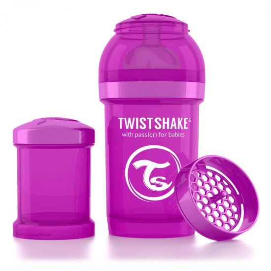 خرید اینترنتی شیشه شیر ضد نفخ  180 میل بنفش  تویست شیک  Twistshake