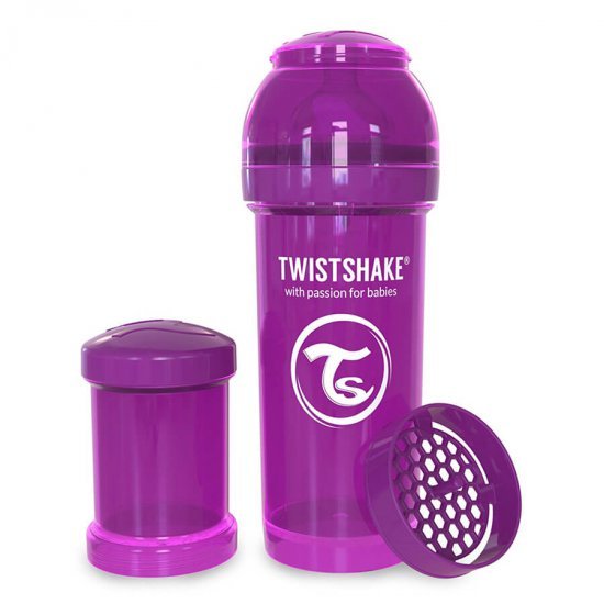 خرید اینترنتی شیشه شیر ضد نفخ  260 میل بنفش تویست  شیک  Twistshake