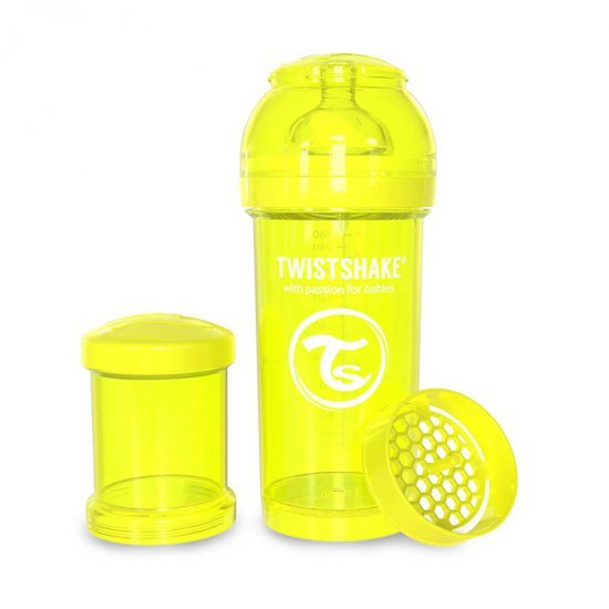 خرید اینترنتی شیشه شیر ضد نفخ  260 میل زرد تویست  شیک  Twistshake