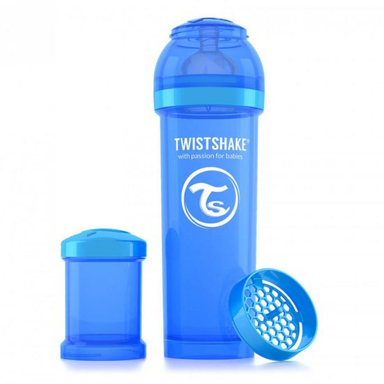 خرید اینترنتی شیشه شیر ضد نفخ  330 میل آبی تویست  شیک  Twistshake