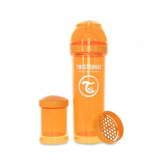 خرید اینترنتی شیشه شیر ضد نفخ  330 میل نارنجی تویست  شیک  Twistshake