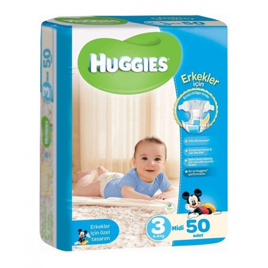 خرید اینترنتی پوشک نوزاد سایز 3 (50 عددی) پسرانه Huggies