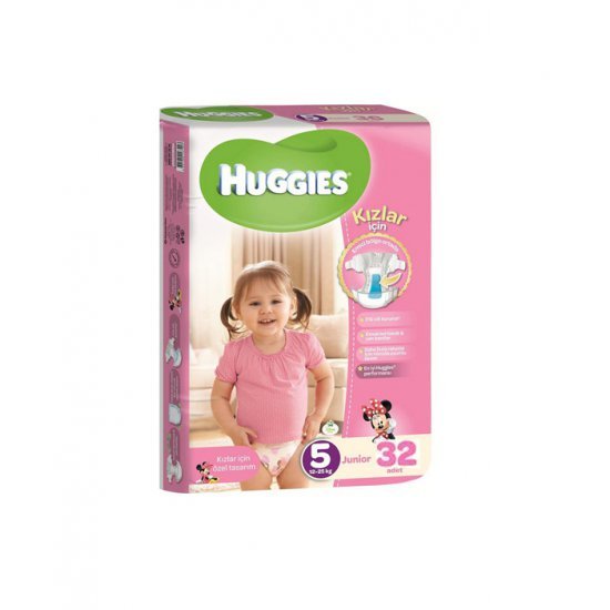 خرید اینترنتی پوشک نوزاد سایز 5 (32 عددی) دخترانه Huggies