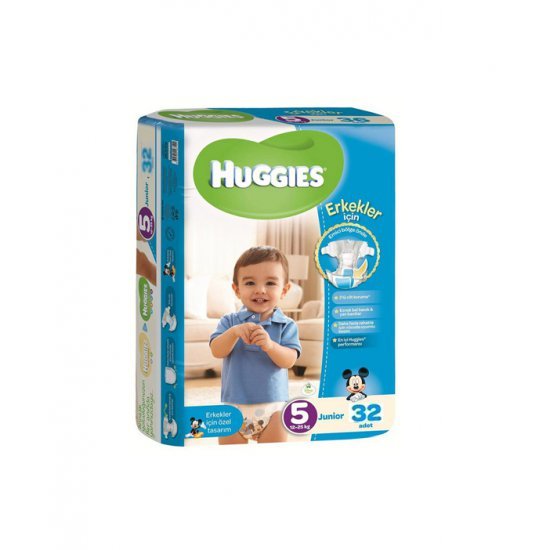 خرید اینترنتی پوشک نوزاد سایز 5 (32 عددی) پسرانه Huggies