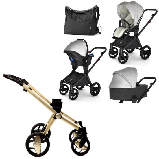 ست کالسکه نوزاد اینوکتوس invictus v-pram مدل Bianco با فریم Gold ست کالسکه نوزاد اینوکتوس invictus v-pram مدل Bianco با فریم Gold