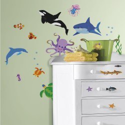 استیکر دیواری اتاق کودک طرح حیوانات دریایی روم میتس RoomMates