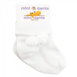 جوراب نوزادی طرح توپی رنگ سفید Mini Damla