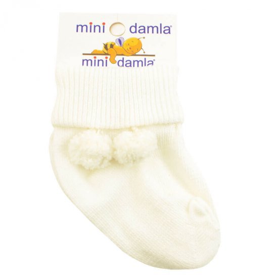 خرید اینترنتی جوراب نوزادی طرح توپی رنگ کرم Mini Damla