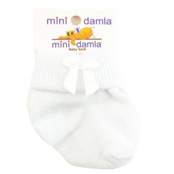 جوراب نوزادی طرح پاپیون رنگ سفید Mini Damla