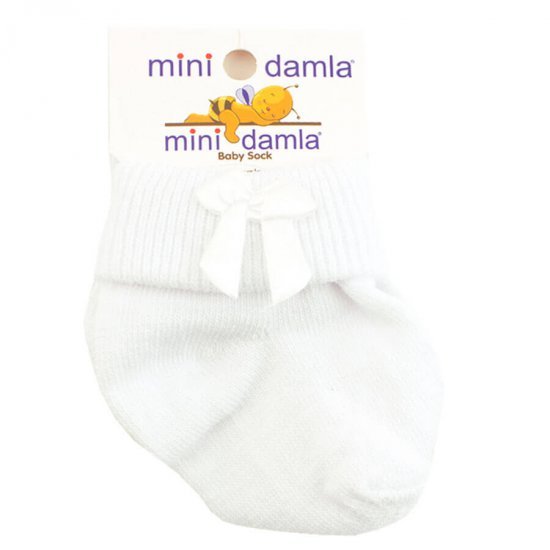 خرید اینترنتی جوراب نوزادی طرح پاپیون رنگ سفید Mini Damla